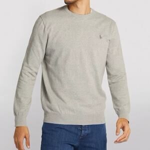 Polo Ralph Lauren Pima Cotton Sweater Size L Crewneck Gray 100% Pima Cotton Pony